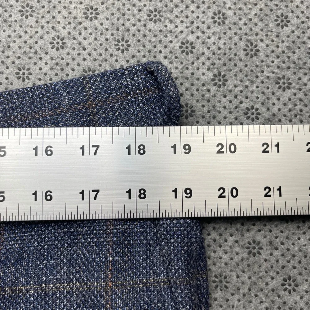 Suitsupply Brescia Blue Windowpane Wool Silk Linen Beach Trousers Mens 38x27